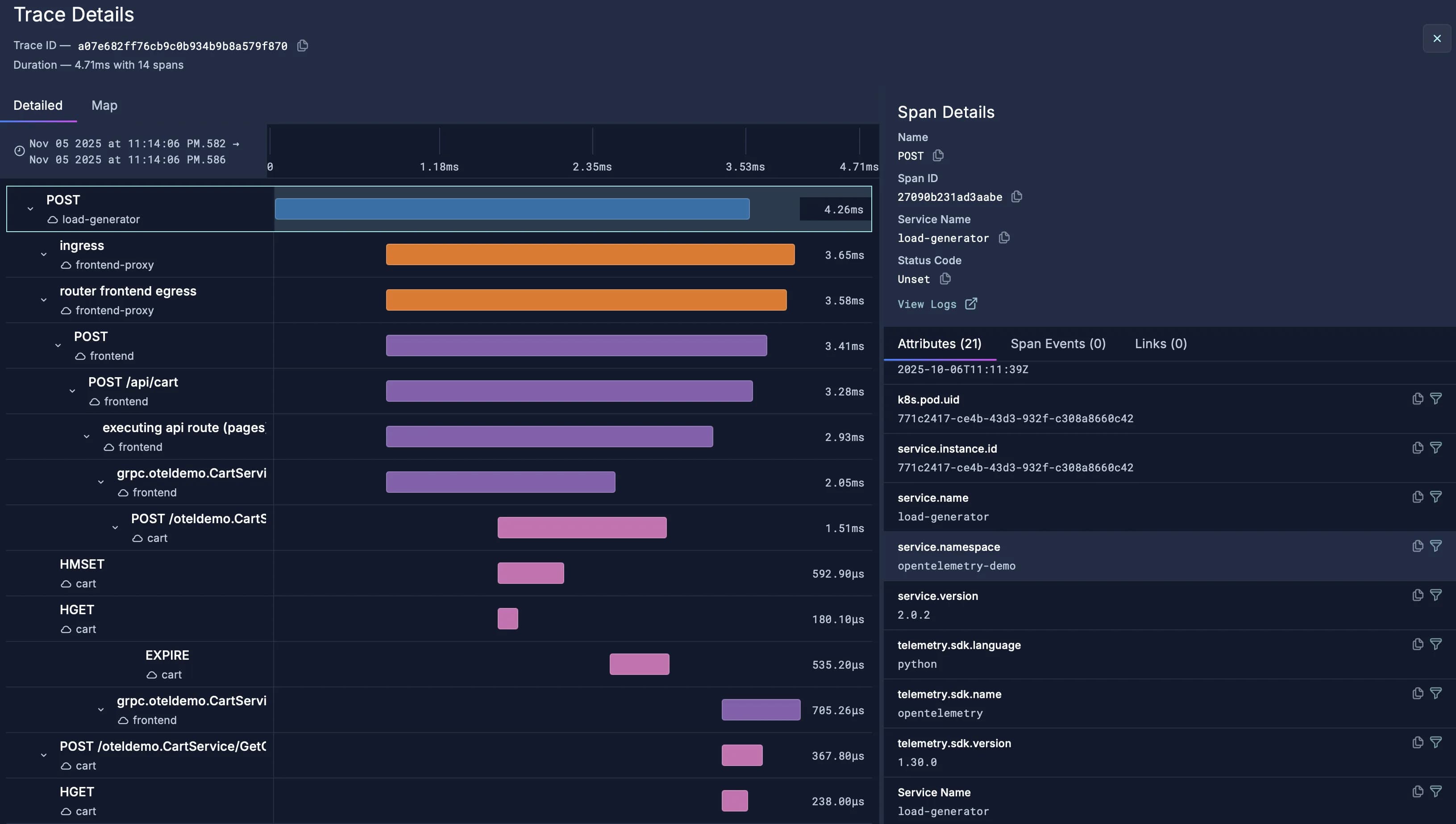 base14 Scout trace details